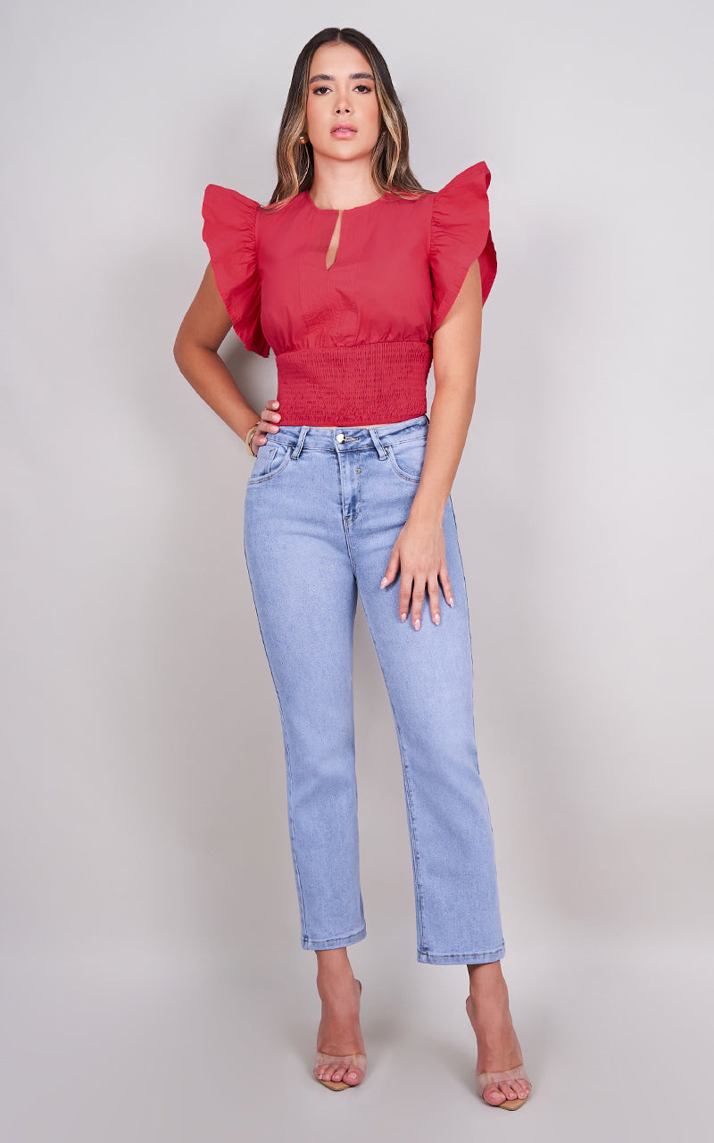 SCARLET FLOWER BLOUSE