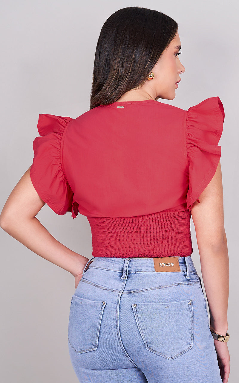 SCARLET FLOWER BLOUSE