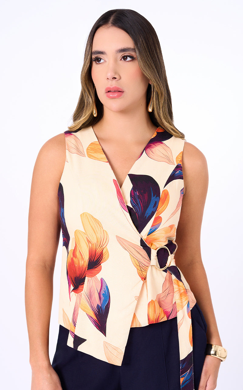 BLUSA ESTAMPADA SIN MANGA