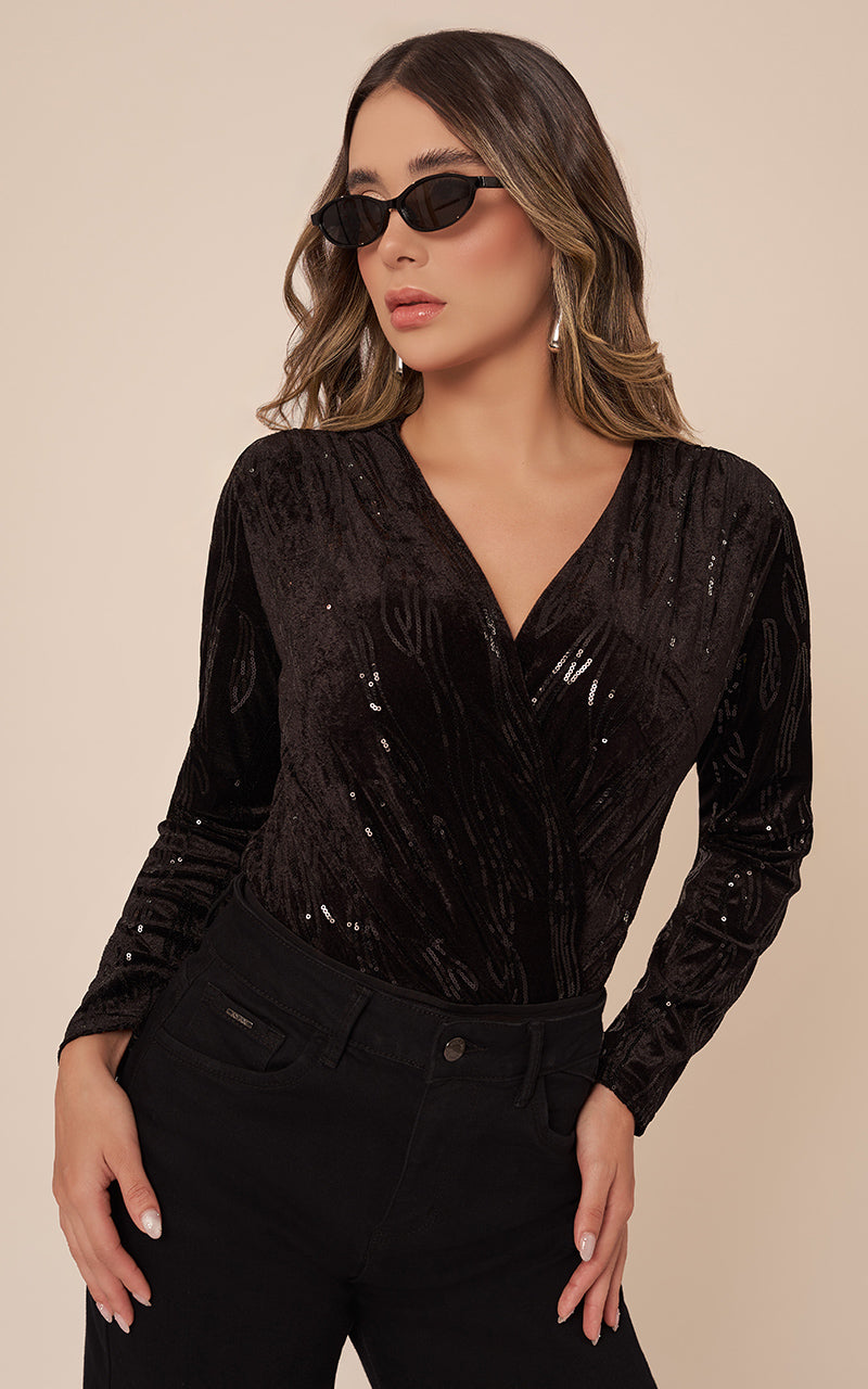 BODYSUIT CRUZADO CON BRILLO