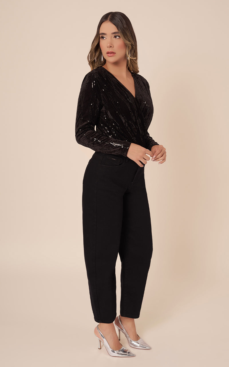 BODYSUIT CRUZADO CON BRILLO
