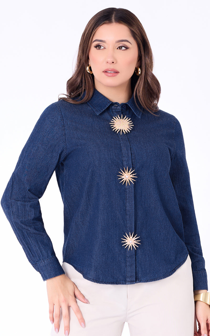 CAMISA DENIM MANGA LARGA