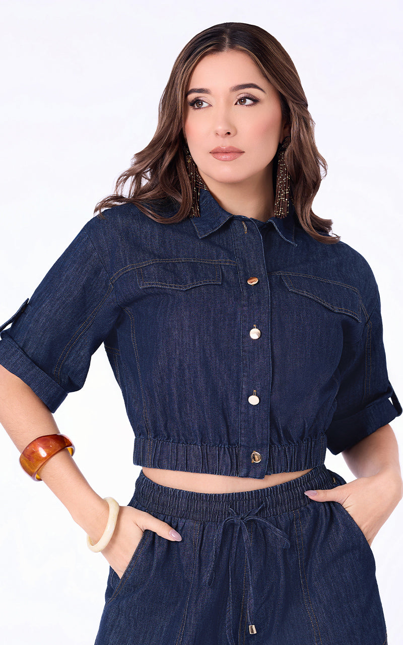 CAMISA DENIM MANGA CORTA
