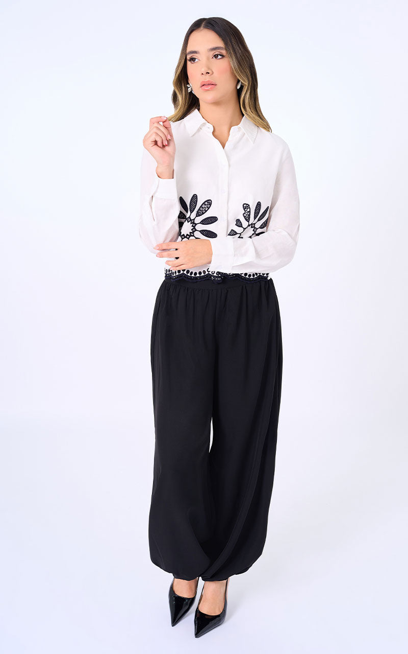 CAMISA BLANCA BORDADA MANGA LARGA