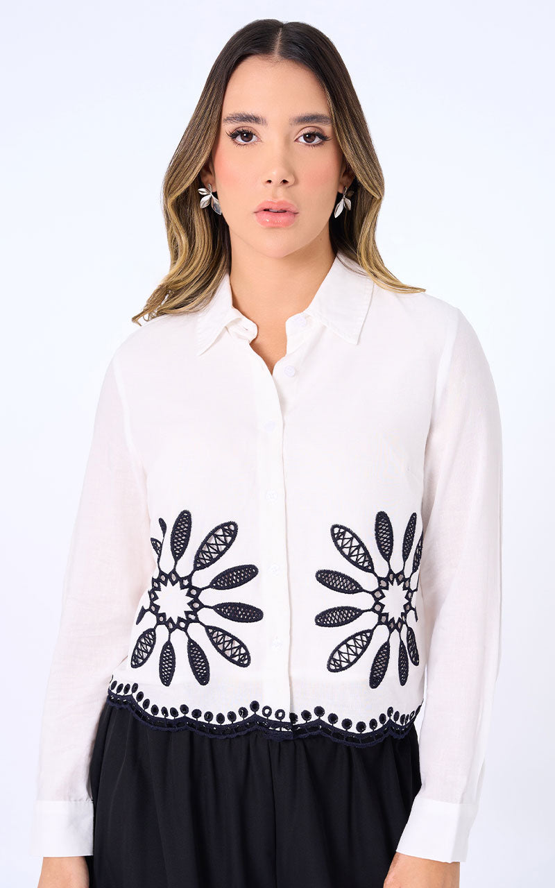 CAMISA BLANCA BORDADA MANGA LARGA