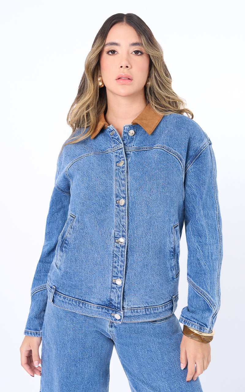 CHAQUETA DENIM CON SUEDE