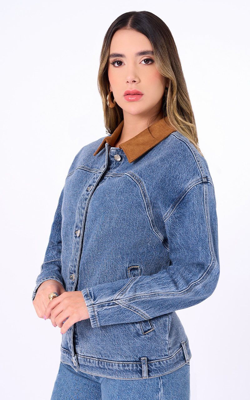 CHAQUETA DENIM CON SUEDE