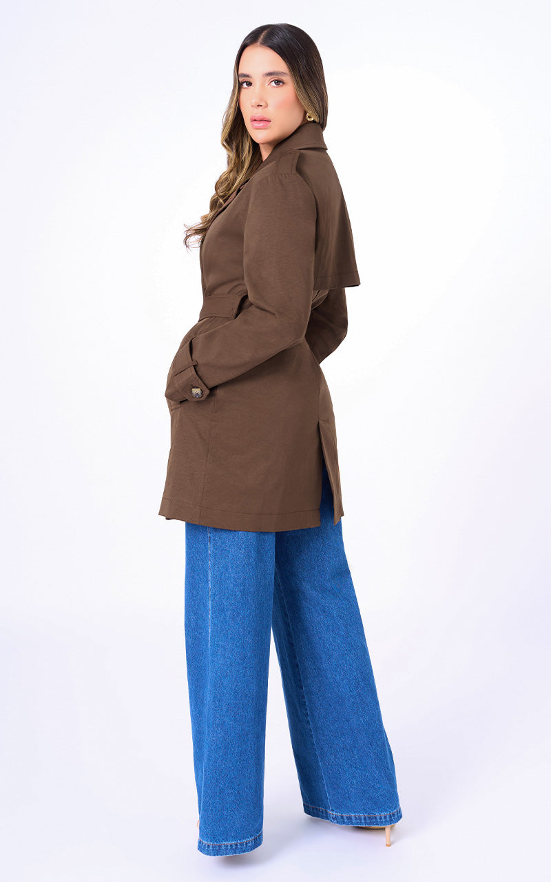 CHAQUETA TRENCH CAFE TIPO GABARDINA