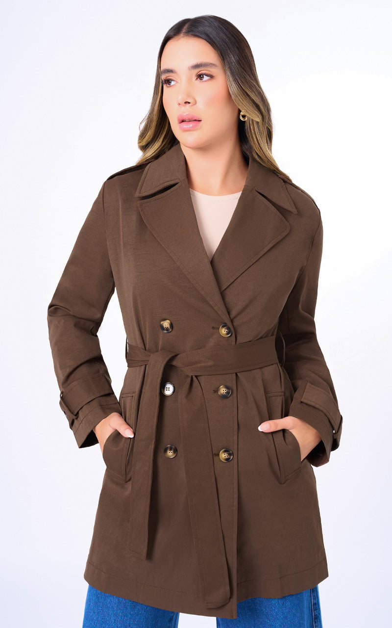 CHAQUETA TRENCH CAFE TIPO GABARDINA