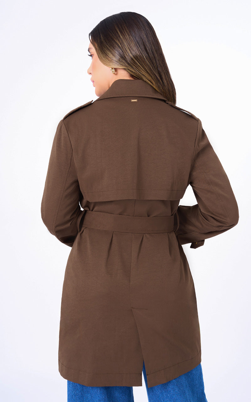 CHAQUETA TRENCH CAFE TIPO GABARDINA