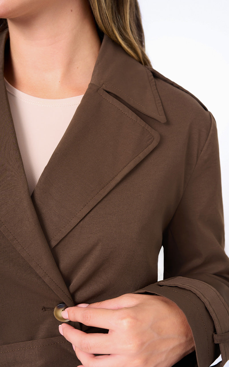 CHAQUETA TRENCH CAFE TIPO GABARDINA