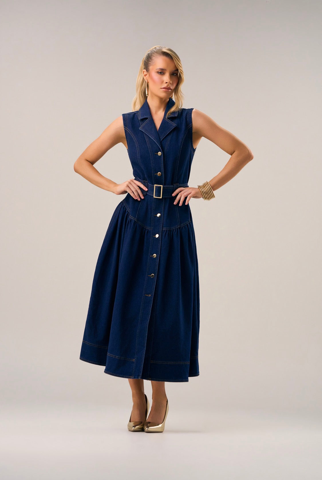 VESTIDO DENIM CON CINTURON