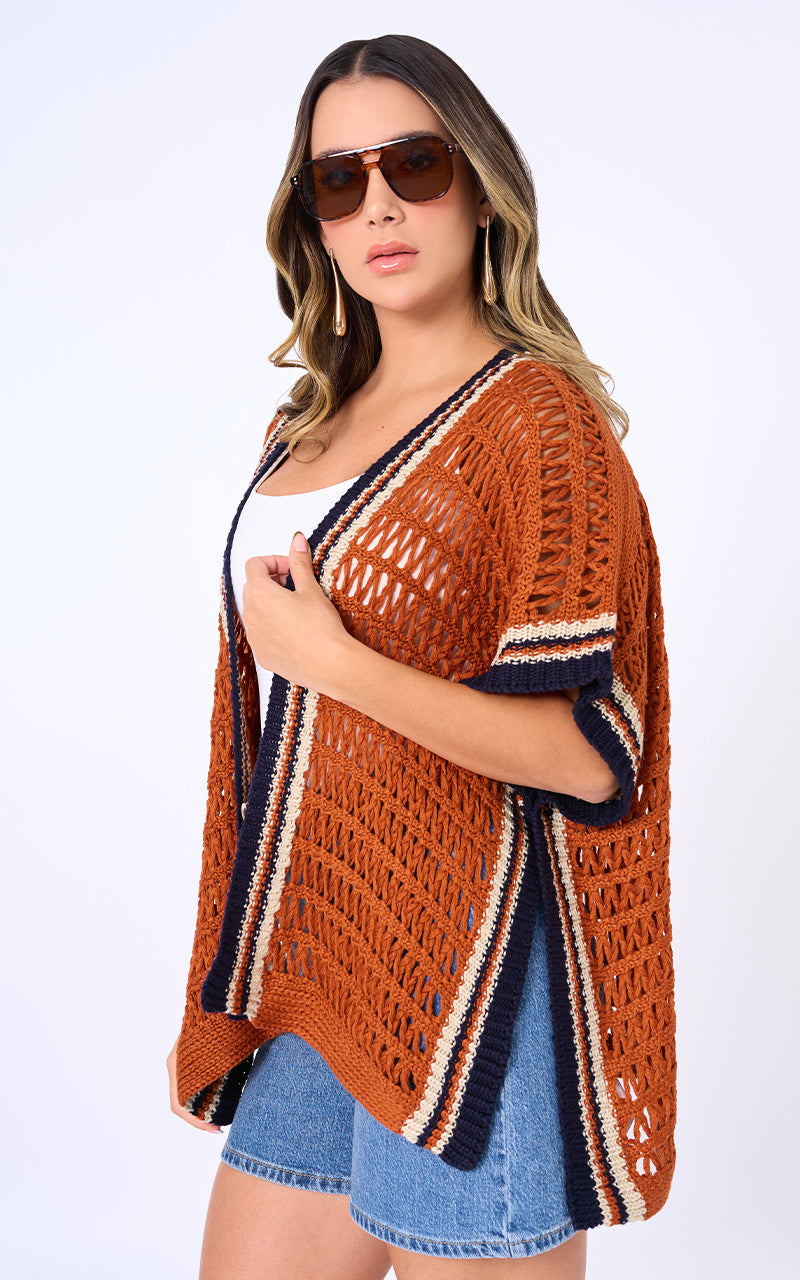 CARDIGAN NARANJA MANGA CORTA