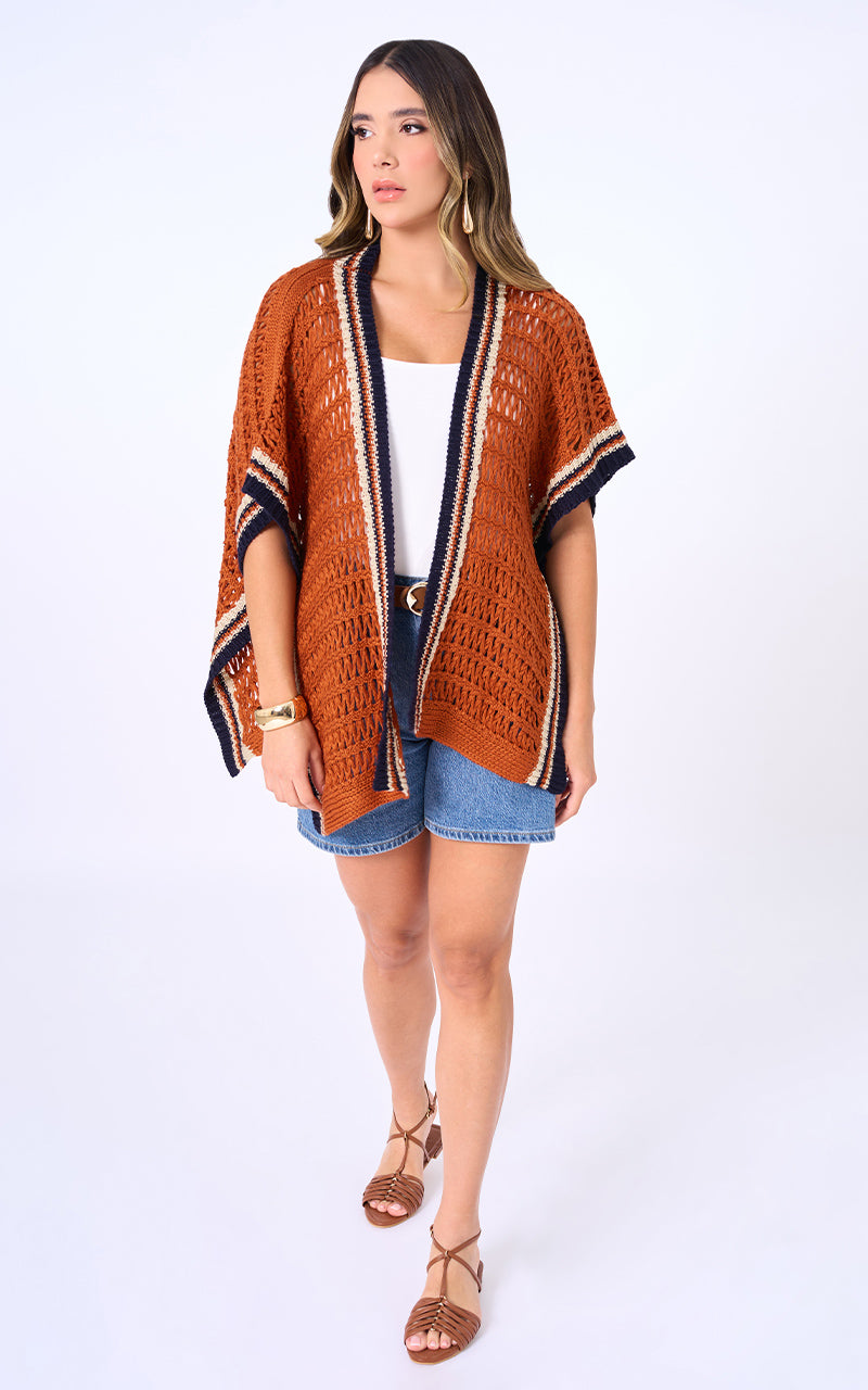 CARDIGAN NARANJA MANGA CORTA