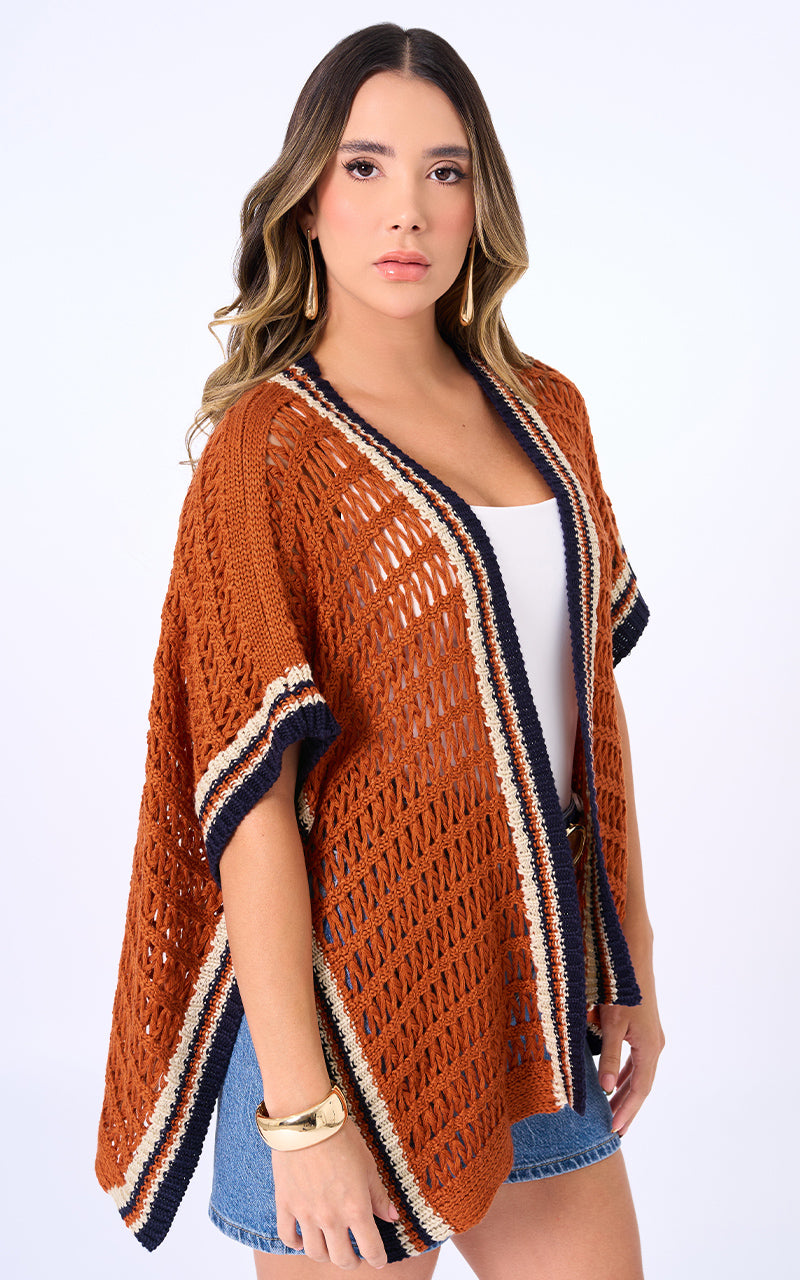 CARDIGAN NARANJA MANGA CORTA