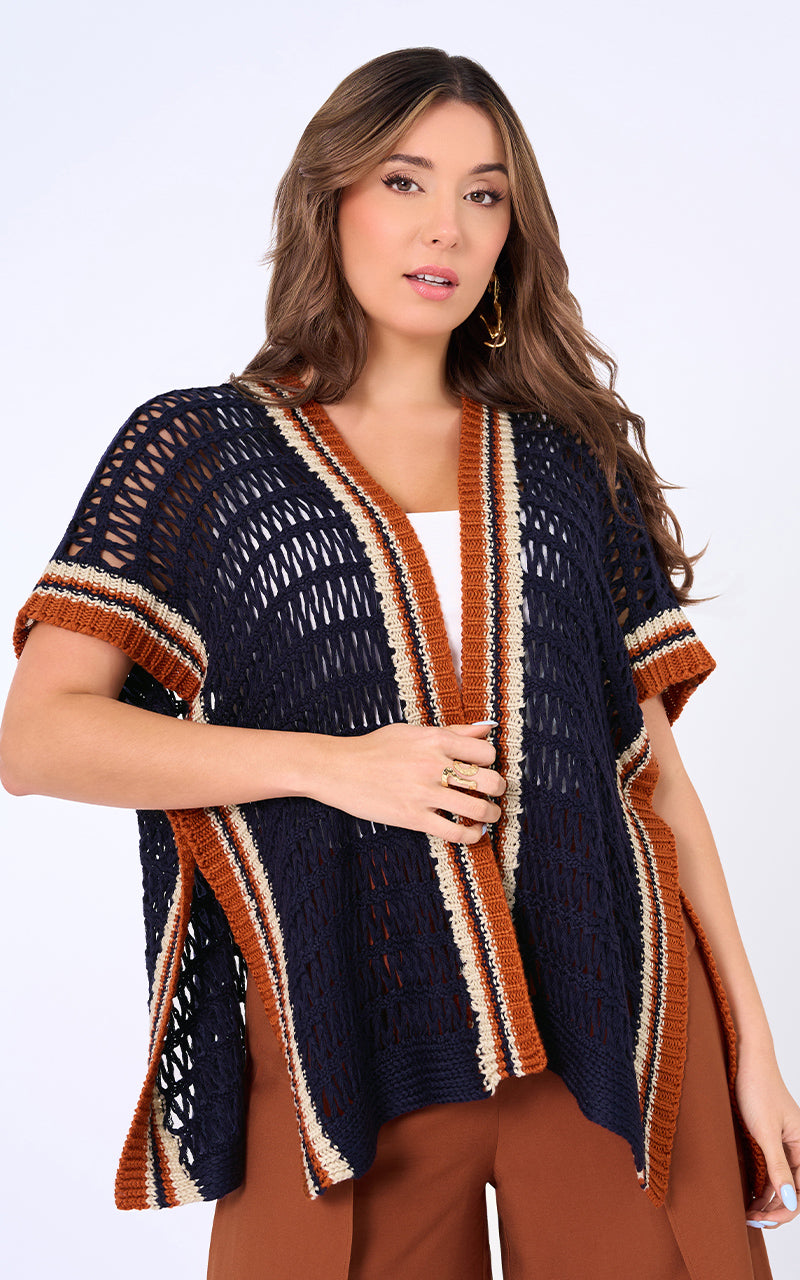 CARDIGAN AZUL MANGA CORTA