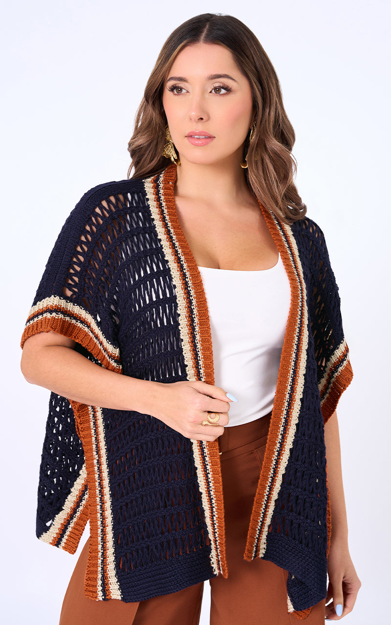CARDIGAN AZUL MANGA CORTA