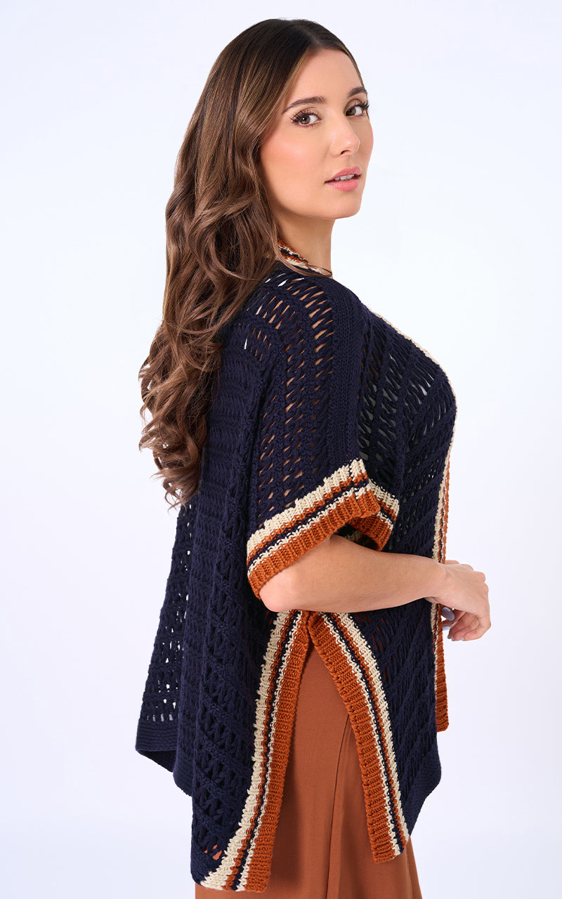 CARDIGAN AZUL MANGA CORTA