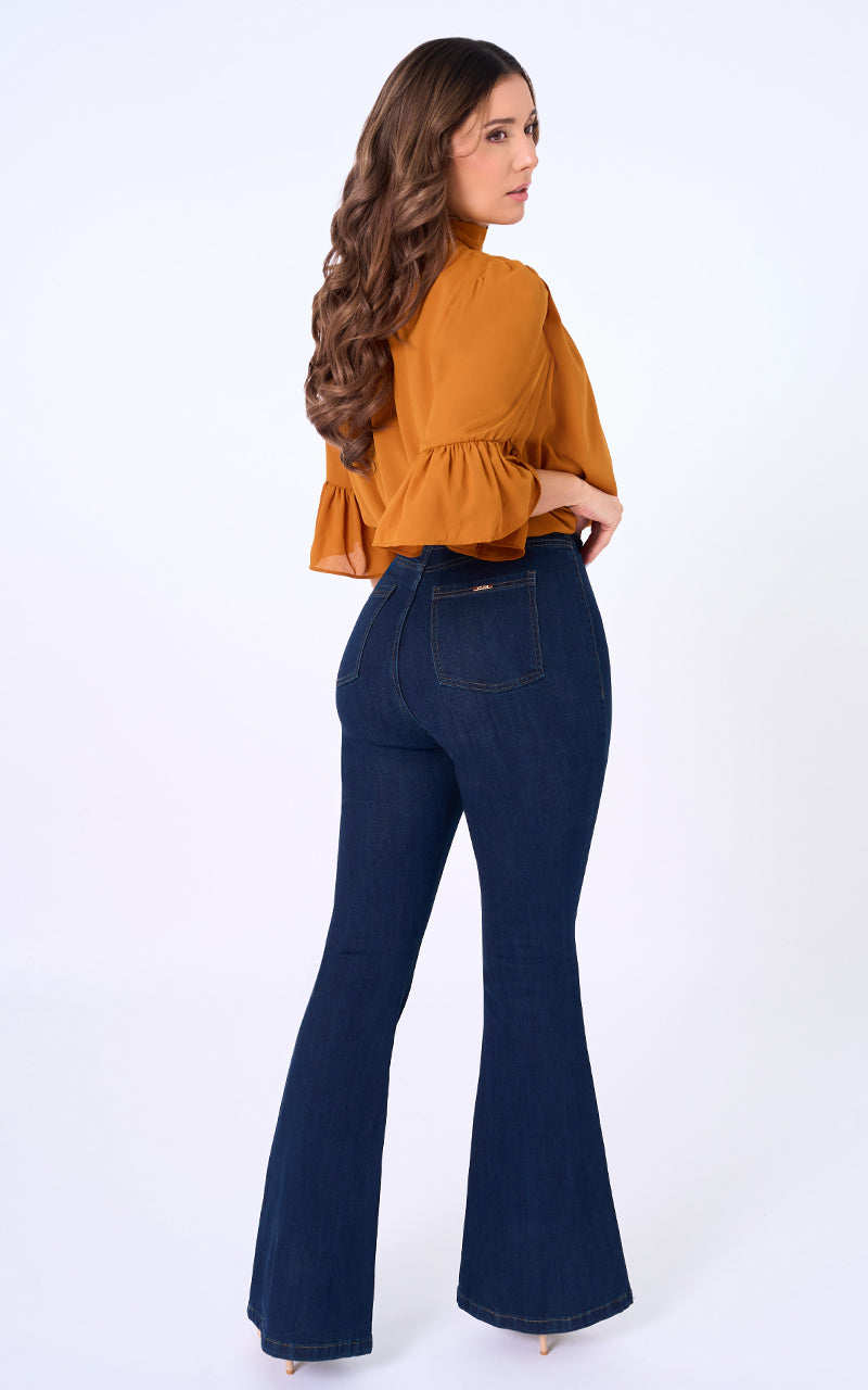 JEANS FLARE TIRO ALTO