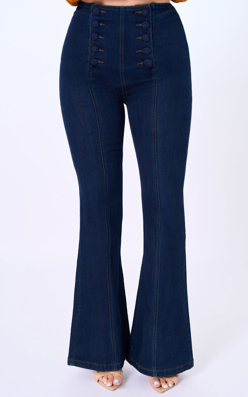 JEANS FLARE TIRO ALTO