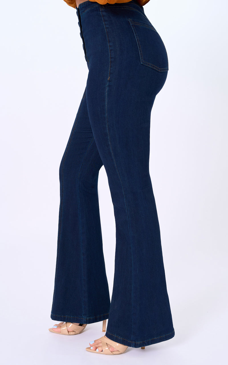 JEANS FLARE TIRO ALTO