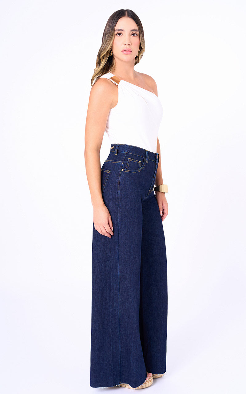 JEANS WIDE LEG TIRO ALTO