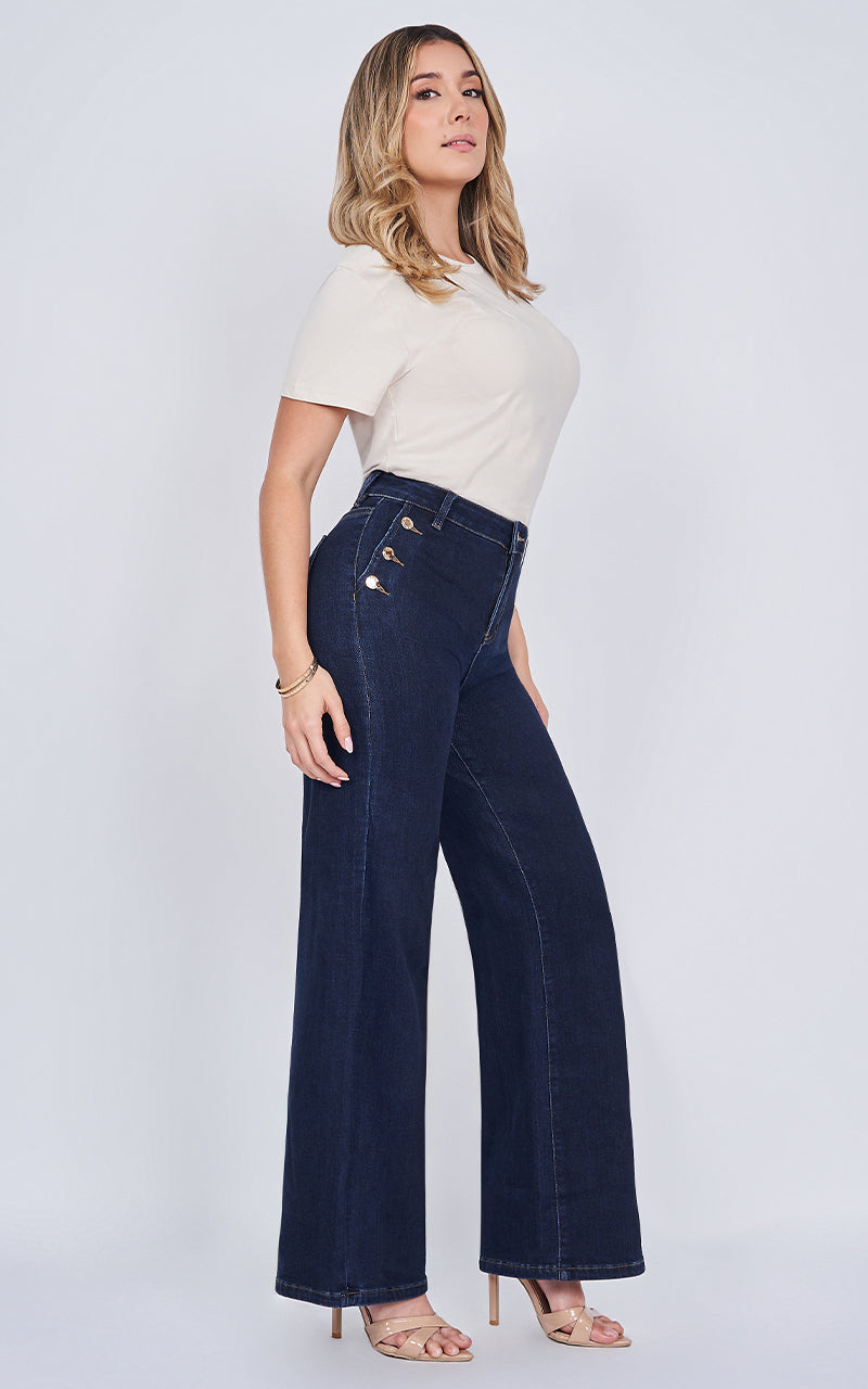 JEANS WIDE LEG TIRO ALTO