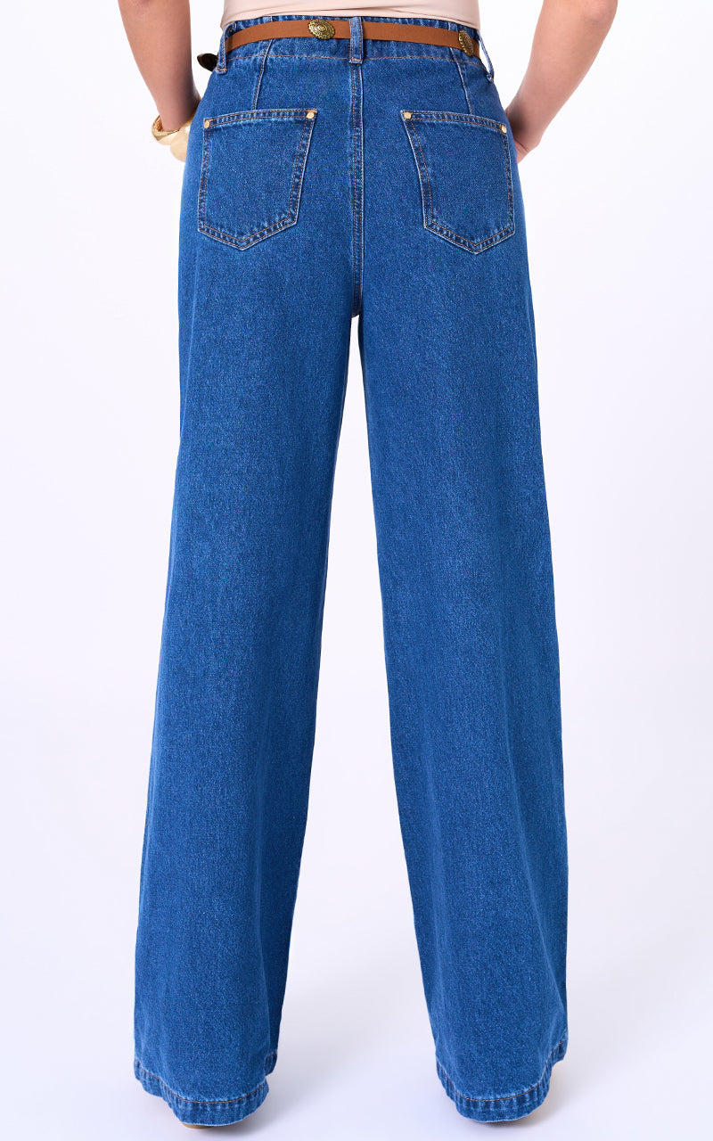 JEANS WIDE LEG TIRO ALTO