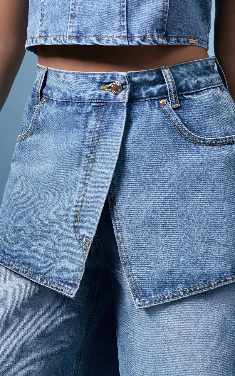 JEANS CULOTTE CON SOBRE FALDA