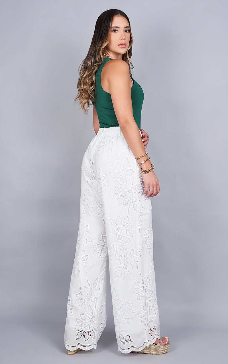 WHITE DAHLIA PANTS