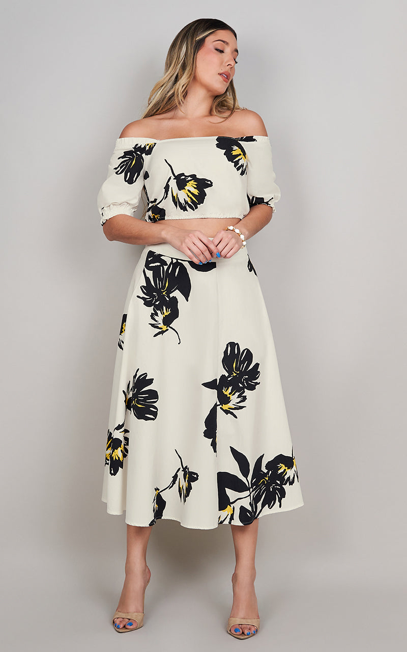 FLORAL STROKE TOP & SKIRT