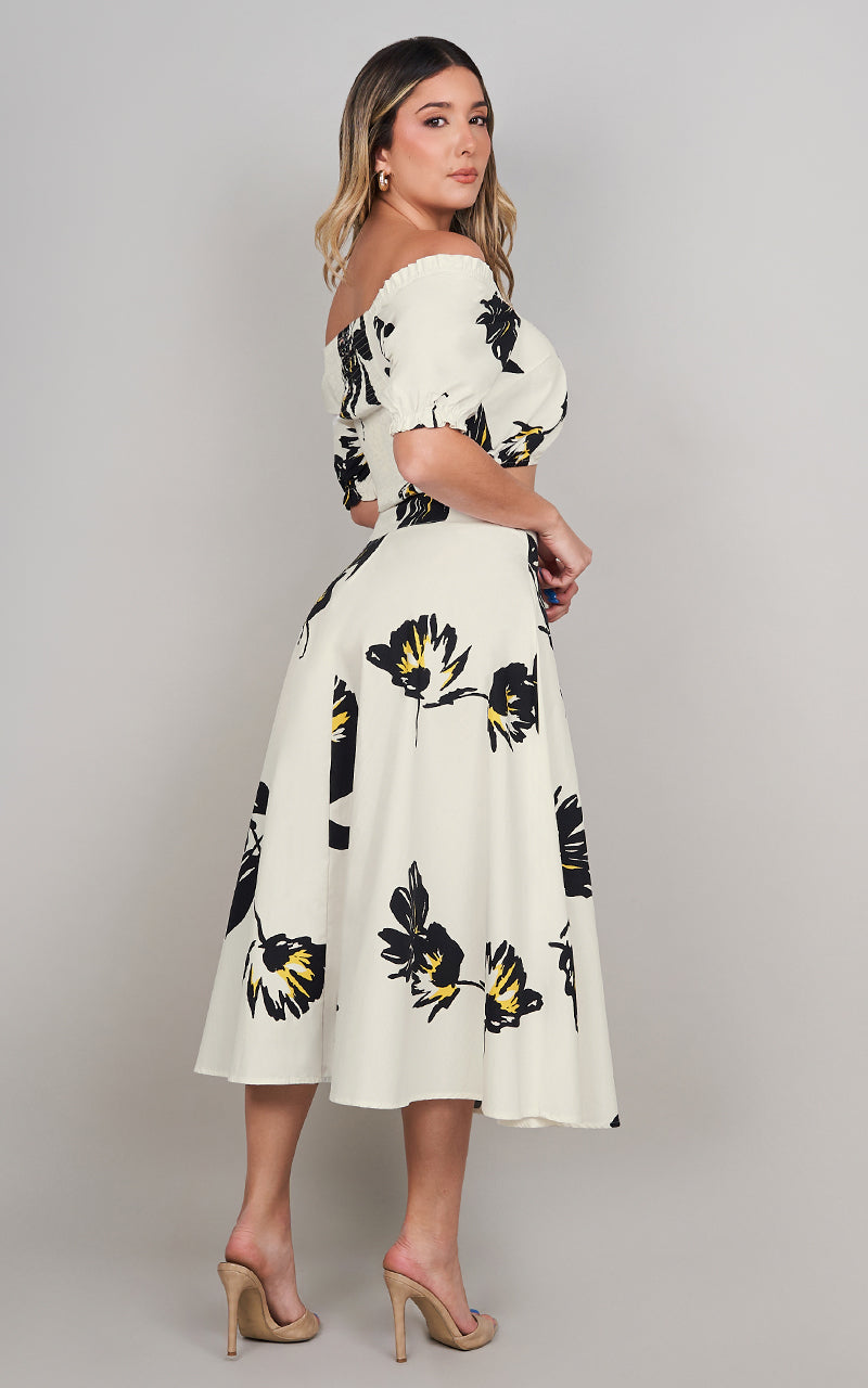 FLORAL STROKE TOP & SKIRT