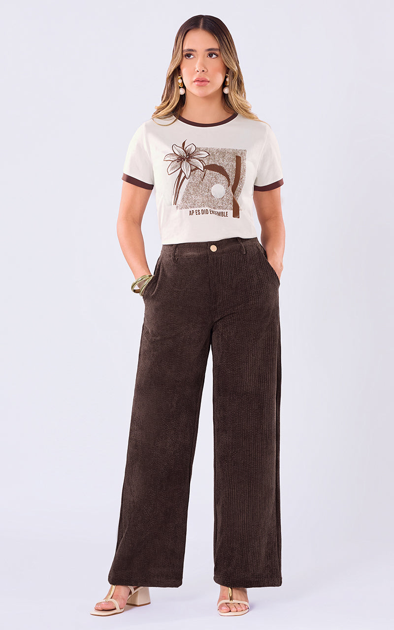 T-SHIRT UNICOLOR CON ESTAMPADO