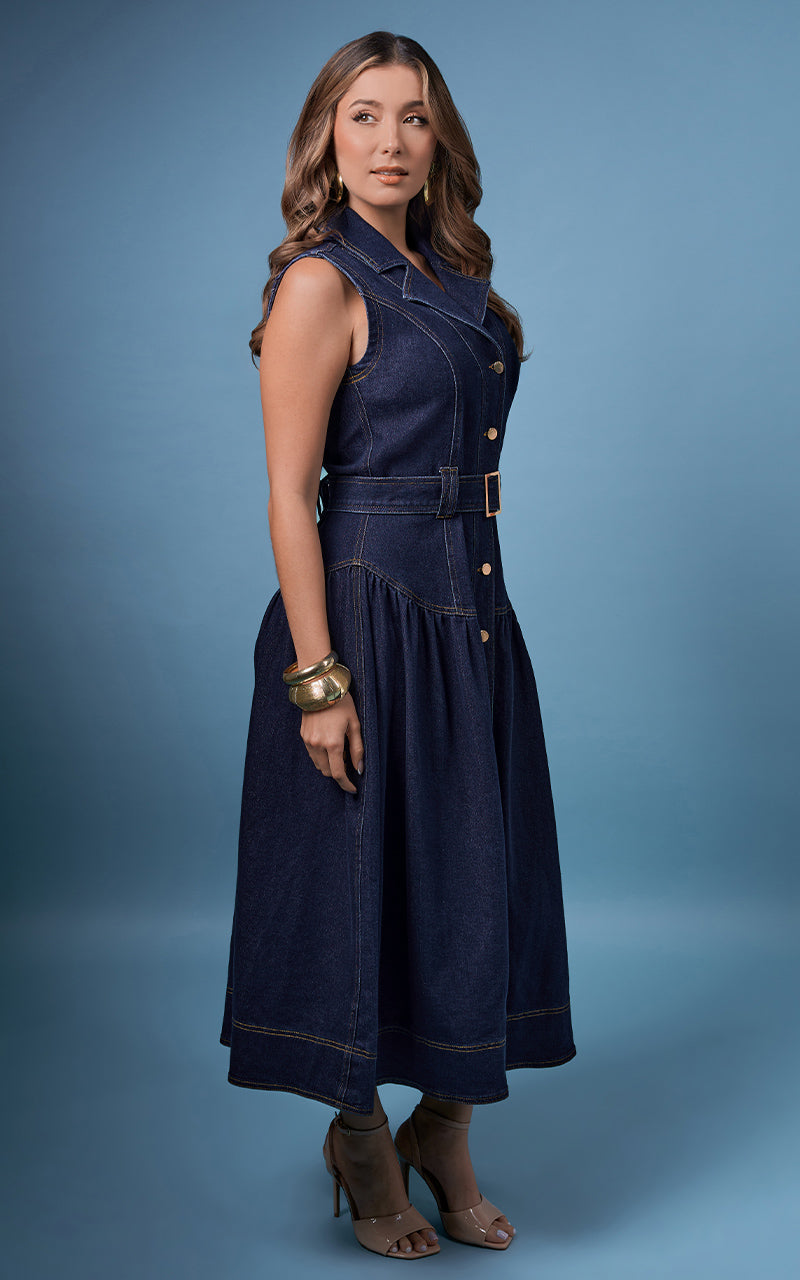 VESTIDO DENIM CON CINTURON