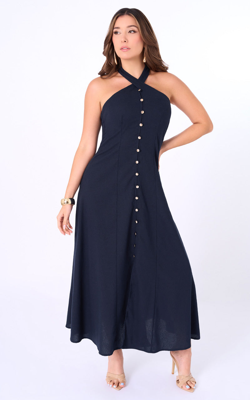 VESTIDO LARGO UNICOLOR