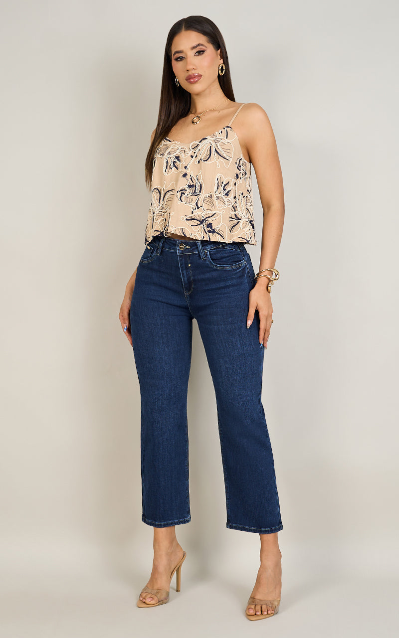 BASIC STRAIGHT  CROPPED JEANS