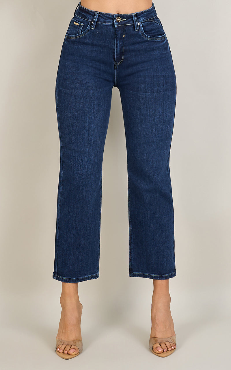 BASIC STRAIGHT  CROPPED JEANS