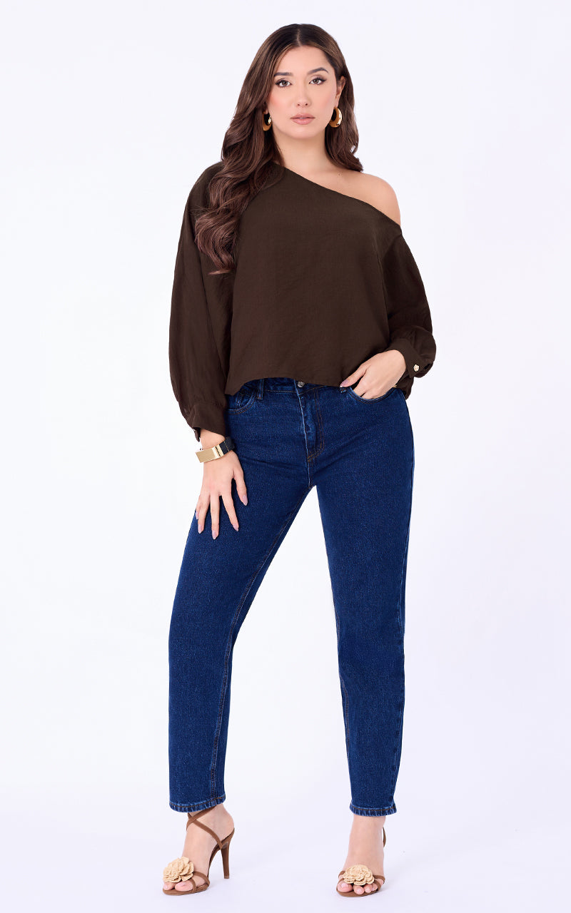 BLUSA UNICOLOR CON MANGA 3/4