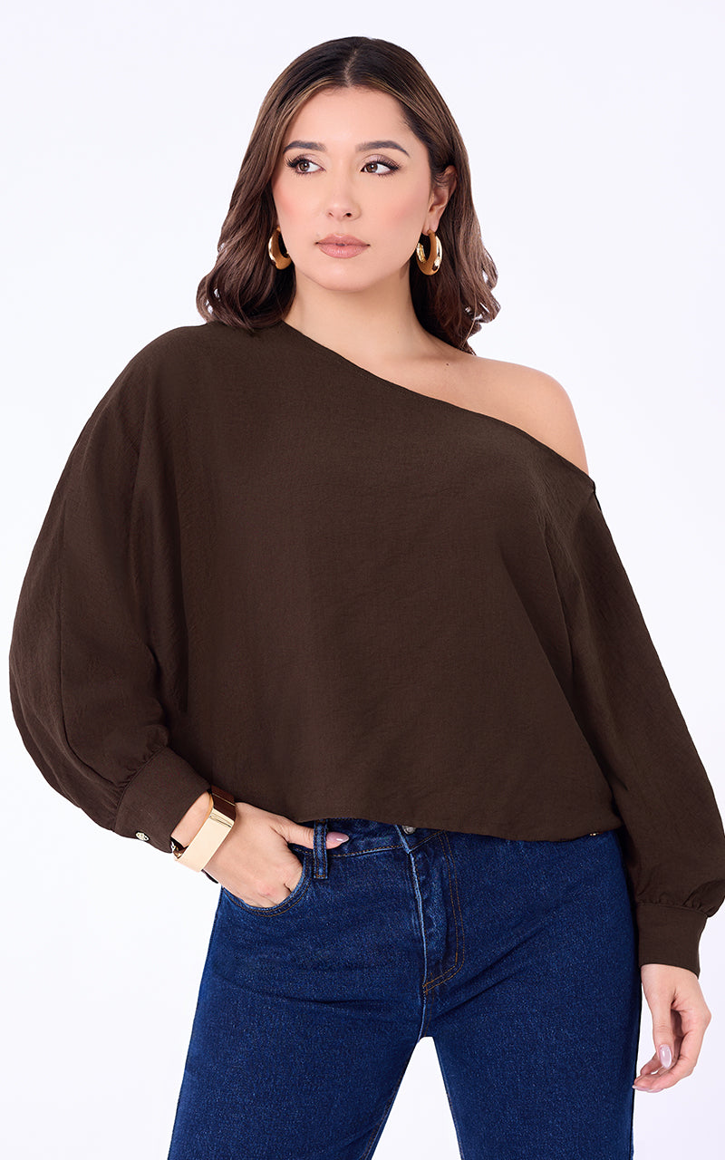 BLUSA UNICOLOR CON MANGA 3/4