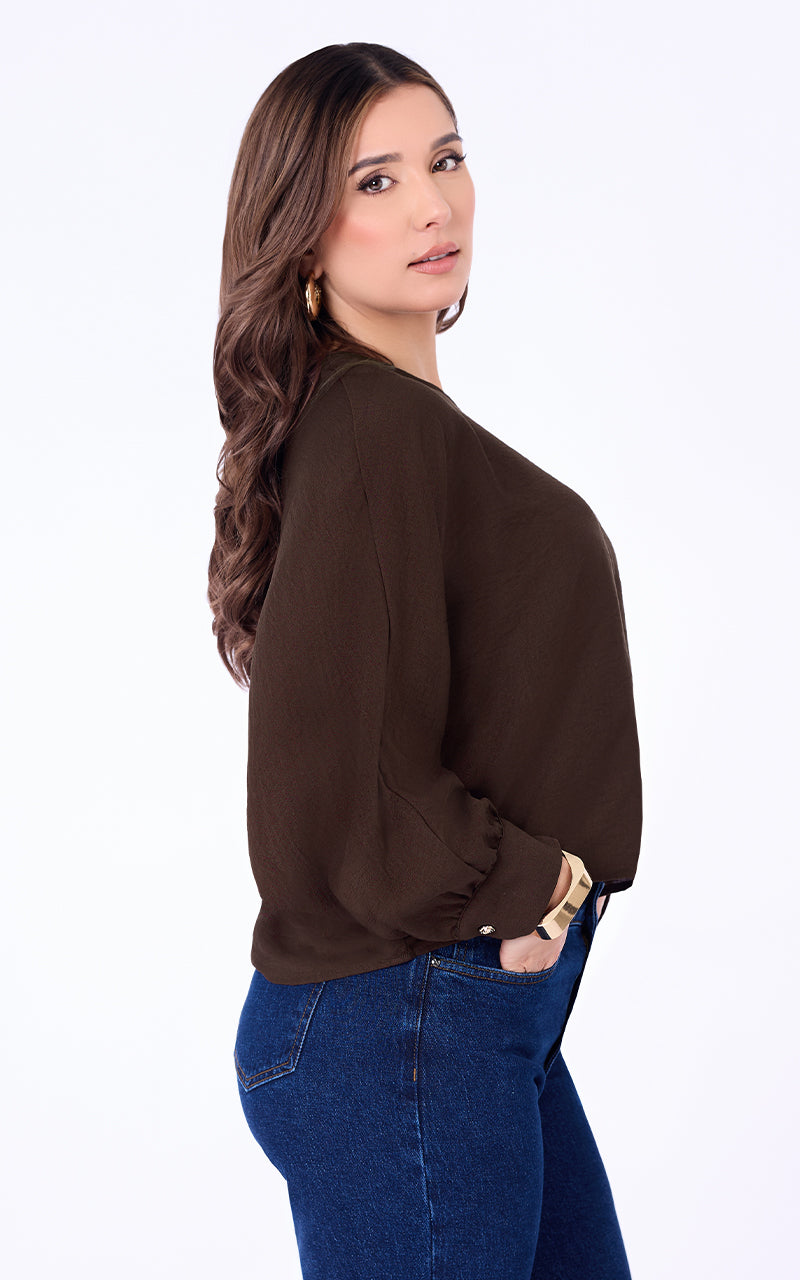 BLUSA UNICOLOR CON MANGA 3/4