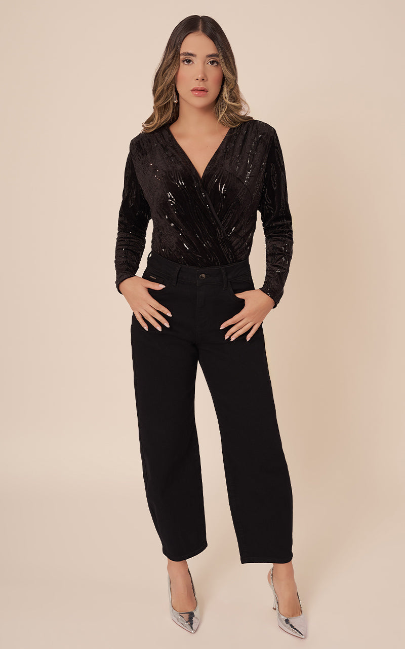 BODYSUIT CRUZADO CON BRILLO