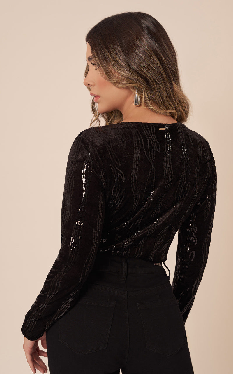 BODYSUIT CRUZADO CON BRILLO