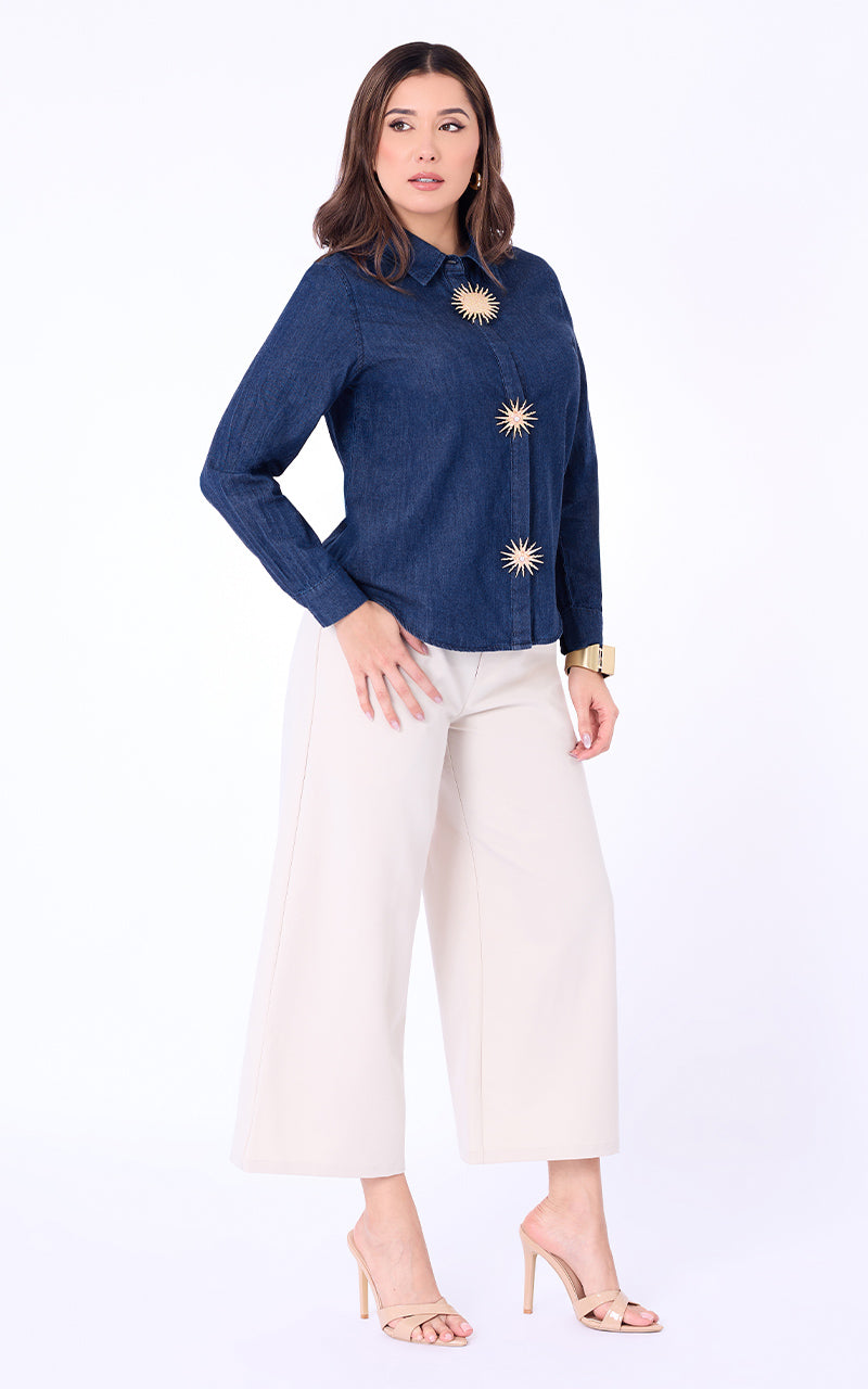 CAMISA DENIM MANGA LARGA