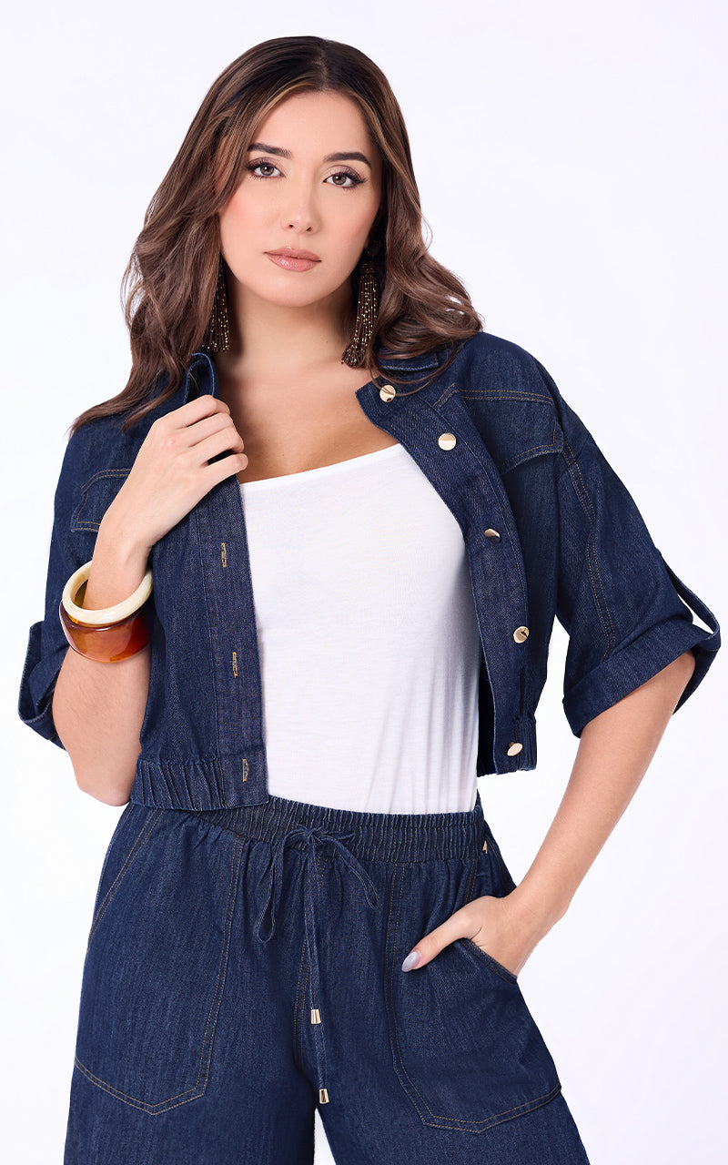 CAMISA DENIM MANGA CORTA