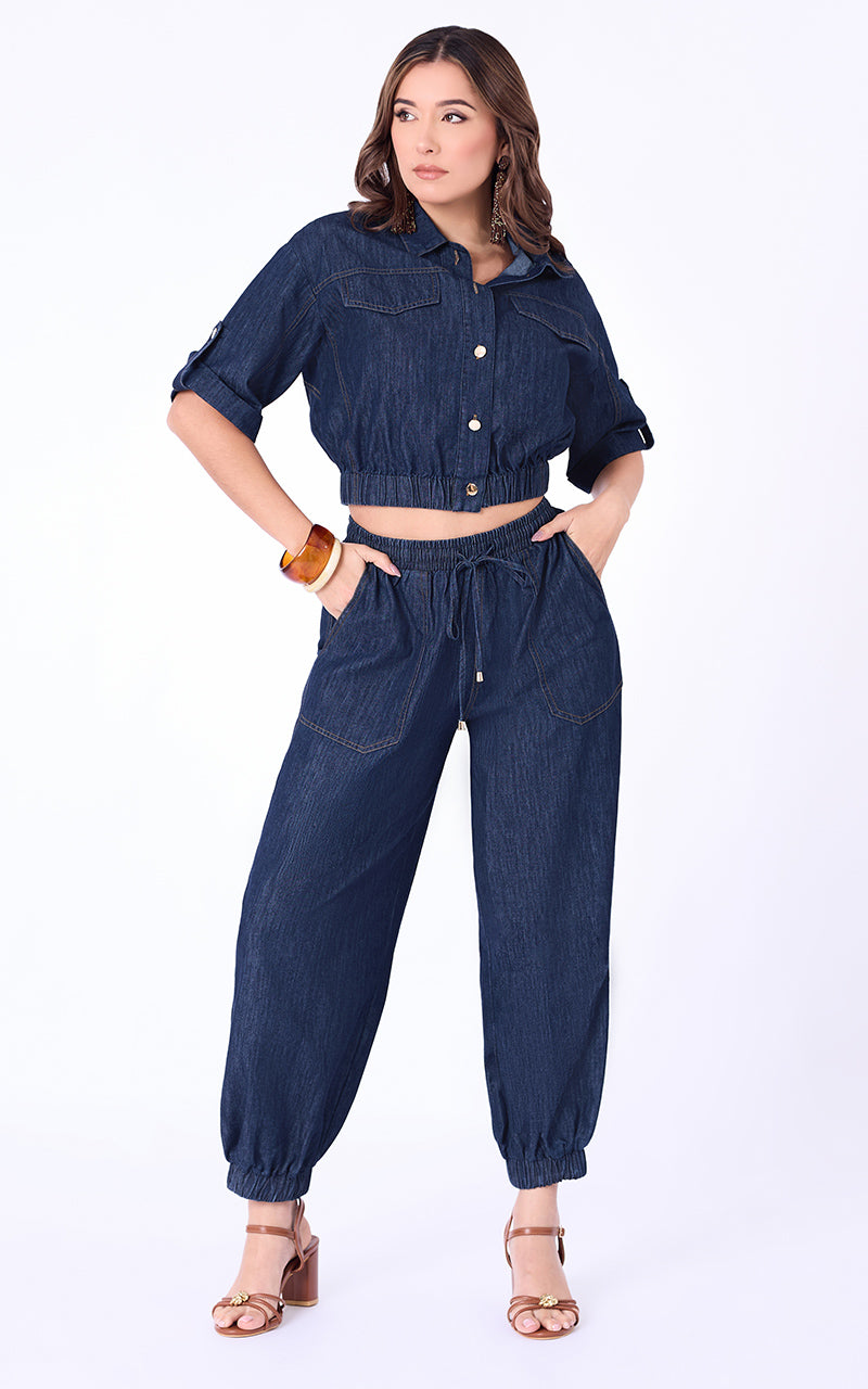CAMISA DENIM MANGA CORTA