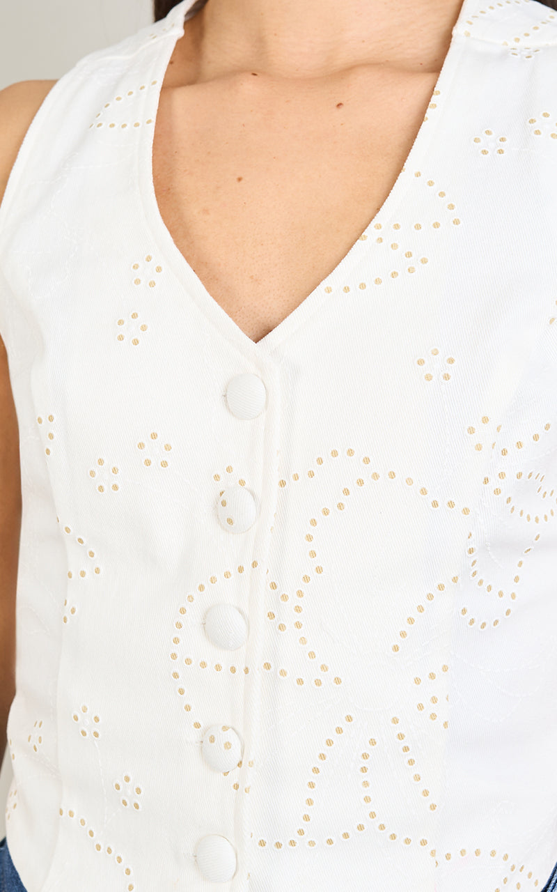 WHITE PEARL EYELET VEST
