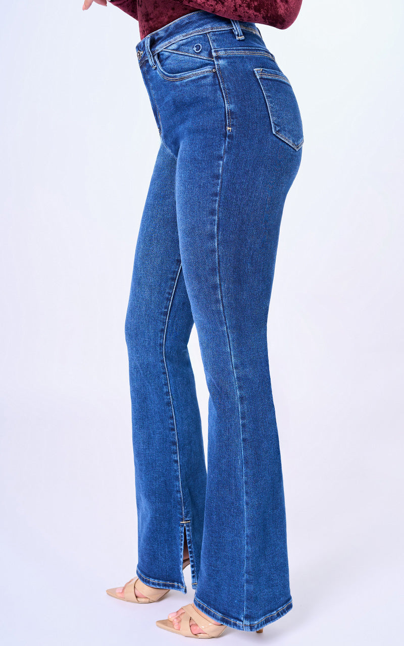 Jeans flare tiro alto