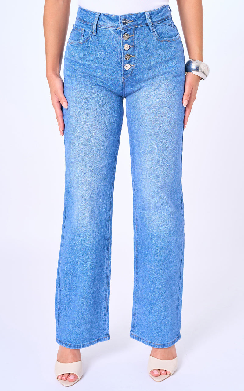 JEANS STRAIGTH TIRO ALTO AZUL CLARO