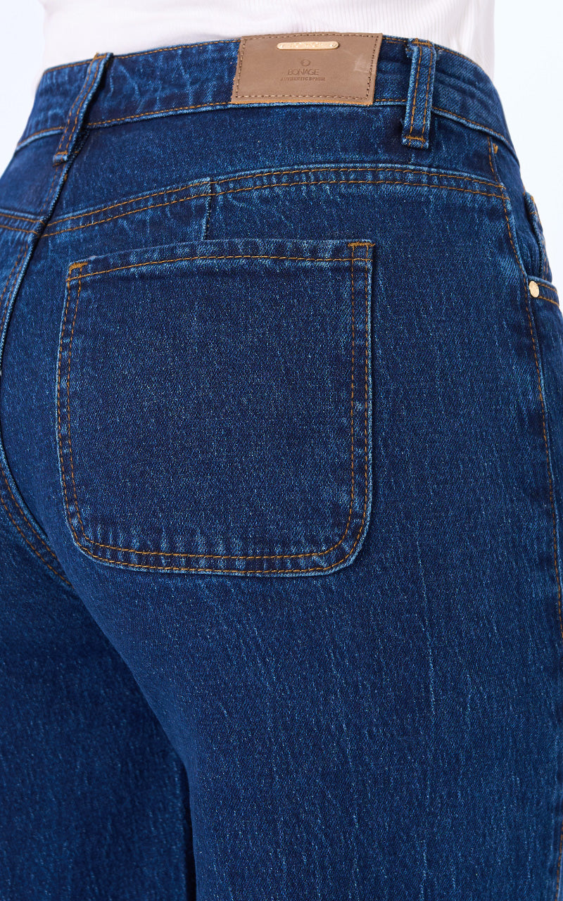 Jeans Palazzo Tiro Alto Azul