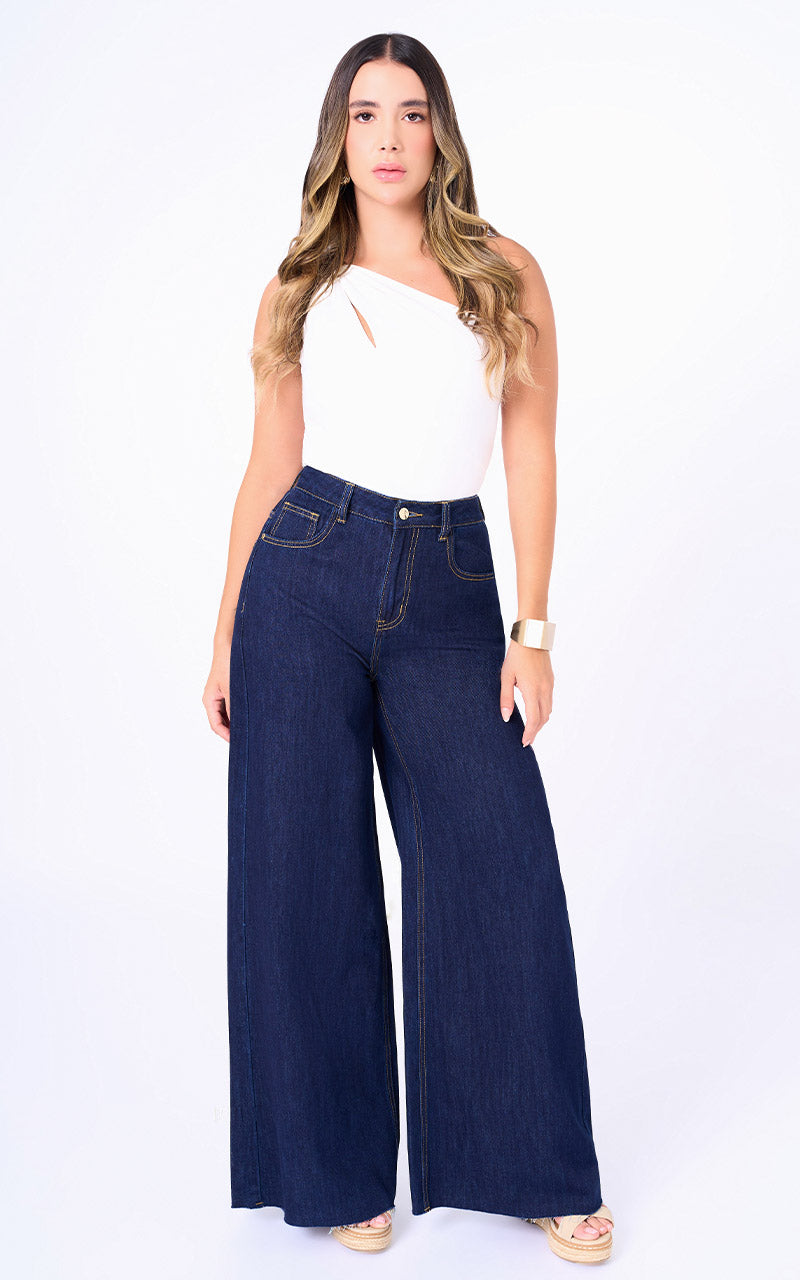 JEANS WIDE LEG TIRO ALTO